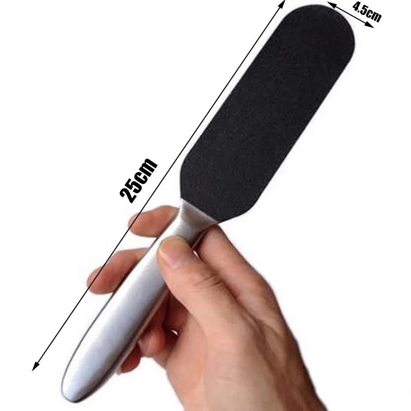 Double Sided Foot Care Tool Foot Rasp File Calluses Remover Pedicure Stainless Steel Handle Sand Paper with 10 pcs Sand Paper