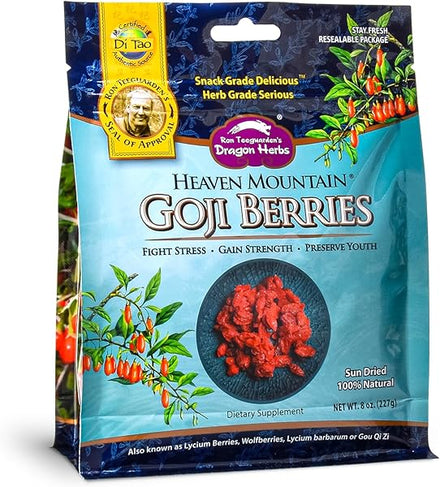 Dragon Herbs Heaven Mountain Goji Berries 8 oz. (227g), moist, fight stress, gain strength, eye vision tonic, all natural ingredients in Pakistan