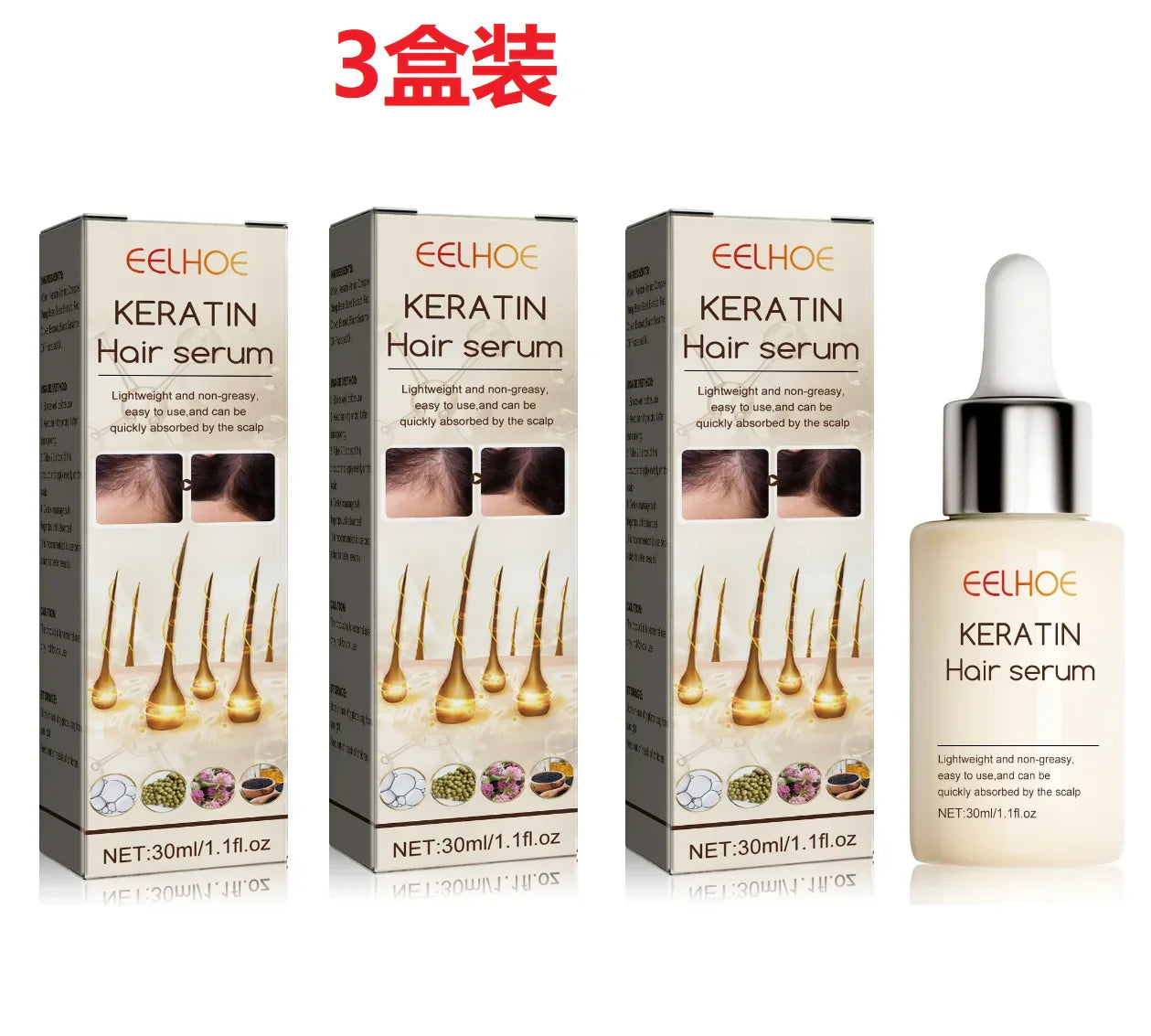 EELHOE Hair Growth Serum Thicken Anti Hair Loss Damaged Thinning Repair Dry Scalp Treatment Keratin Nourishing Essence Products