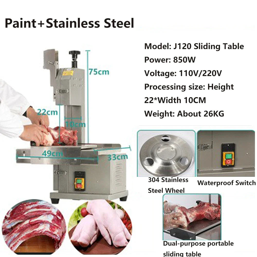 Electric Bone Saw Cutting Machine Food Processor Commercial Desktop Electric Bone Saw Cutter Bone Cutter Small Bone With 2 Saws