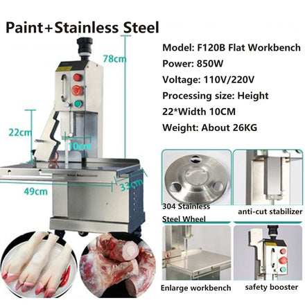 Electric Bone Saw Cutting Machine Food Processor Commercial Desktop Electric Bone Saw Cutter Bone Cutter Small Bone With 2 Saws