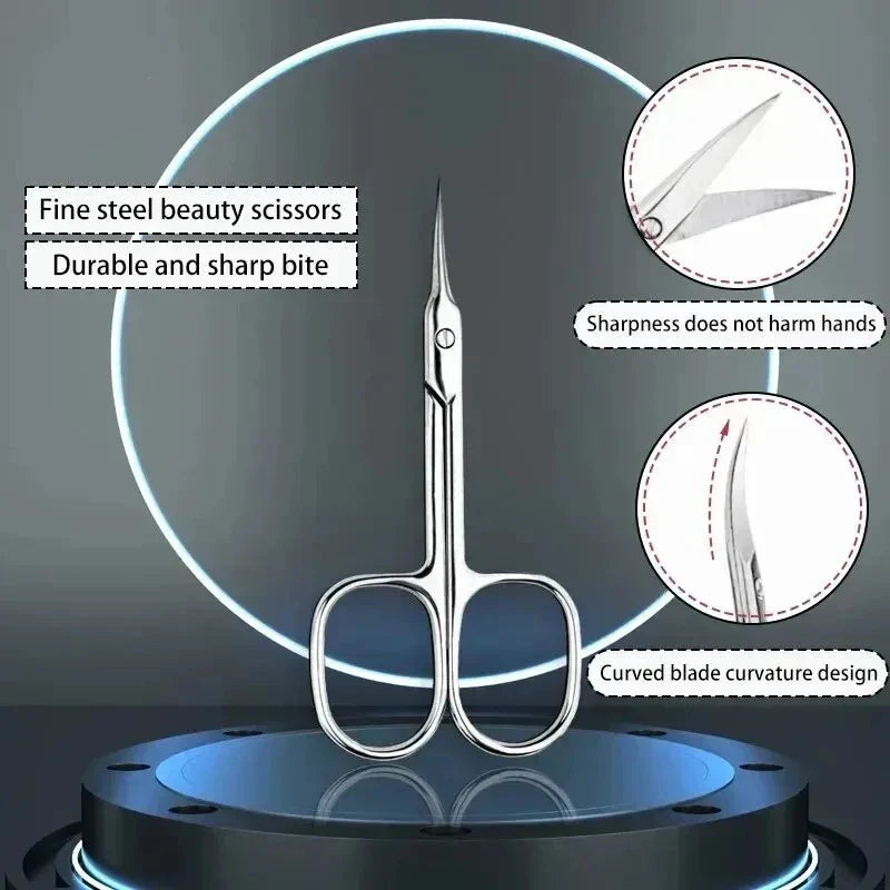 Ergonomic Cuticle Scissors - Professional Stainless Steel, Hypoallergenic Nail Art Trimmer, Ambidextrous Design