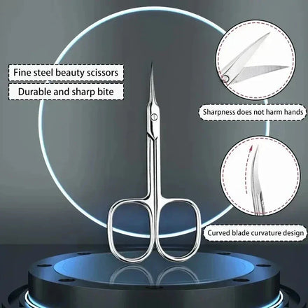Ergonomic Cuticle Scissors - Professional Stainless Steel, Hypoallergenic Nail Art Trimmer, Ambidextrous Design