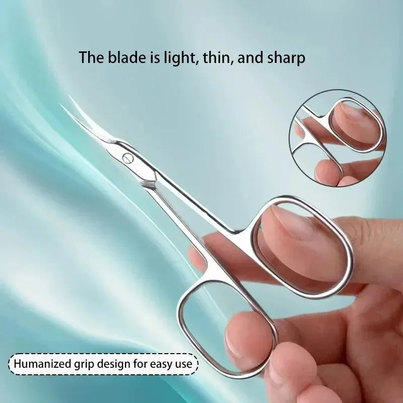 Ergonomic Cuticle Scissors - Professional Stainless Steel, Hypoallergenic Nail Art Trimmer, Ambidextrous Design