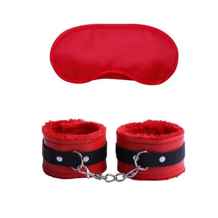 Erotic Bdsm Set Leather Plush Bondage Kit Handcuffs Feather Blindfold Flirt Exotic Accessories Couples Adult Games