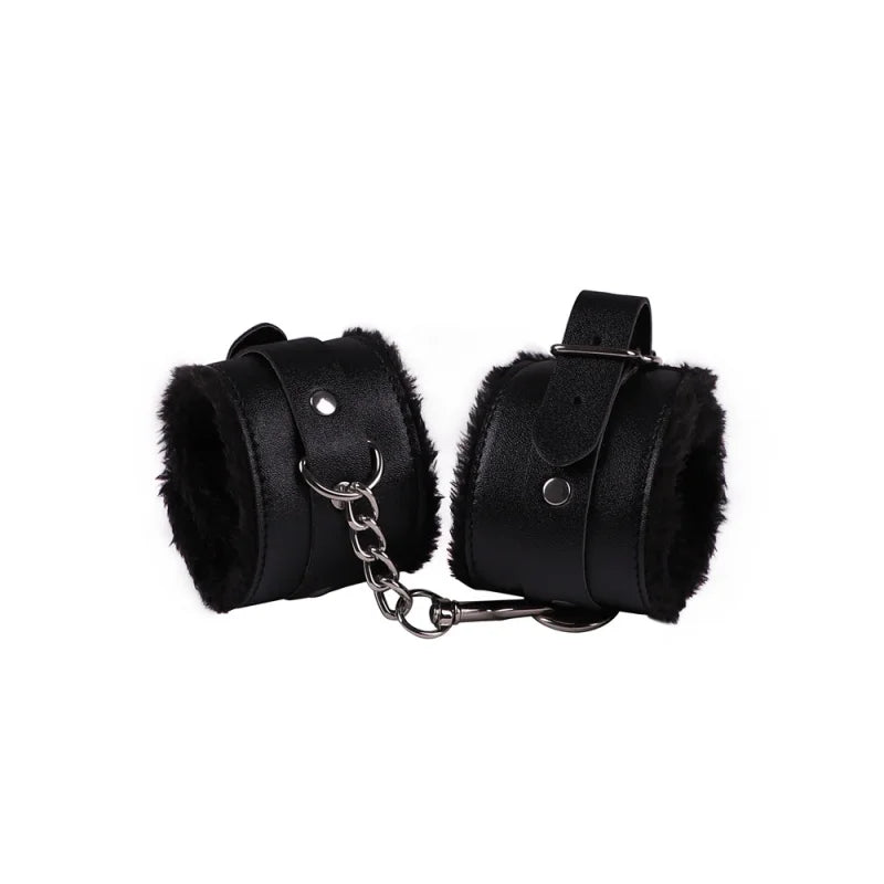 Erotic Bdsm Set Leather Plush Bondage Kit Handcuffs Feather Blindfold Flirt Exotic Accessories Couples Adult Games