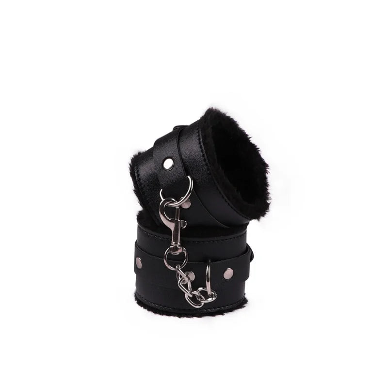 Erotic Bdsm Set Leather Plush Bondage Kit Handcuffs Feather Blindfold Flirt Exotic Accessories Couples Adult Games