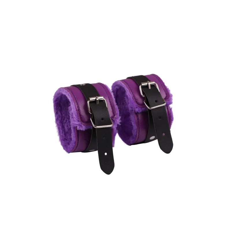 Erotic Bdsm Set Leather Plush Bondage Kit Handcuffs Feather Blindfold Flirt Exotic Accessories Couples Adult Games