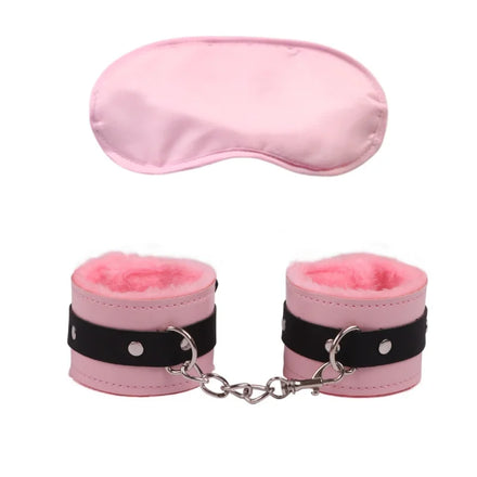 Erotic Bdsm Set Leather Plush Bondage Kit Handcuffs Feather Blindfold Flirt Exotic Accessories Couples Adult Games