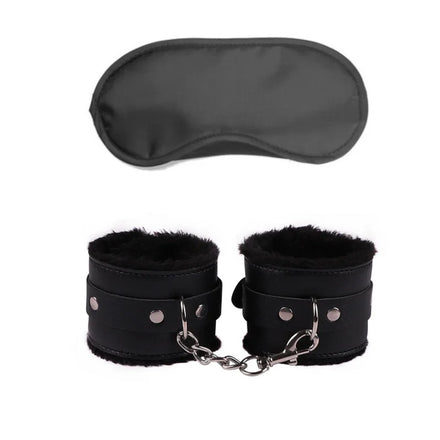 Erotic Bdsm Set Leather Plush Bondage Kit Handcuffs Feather Blindfold Flirt Exotic Accessories Couples Adult Games