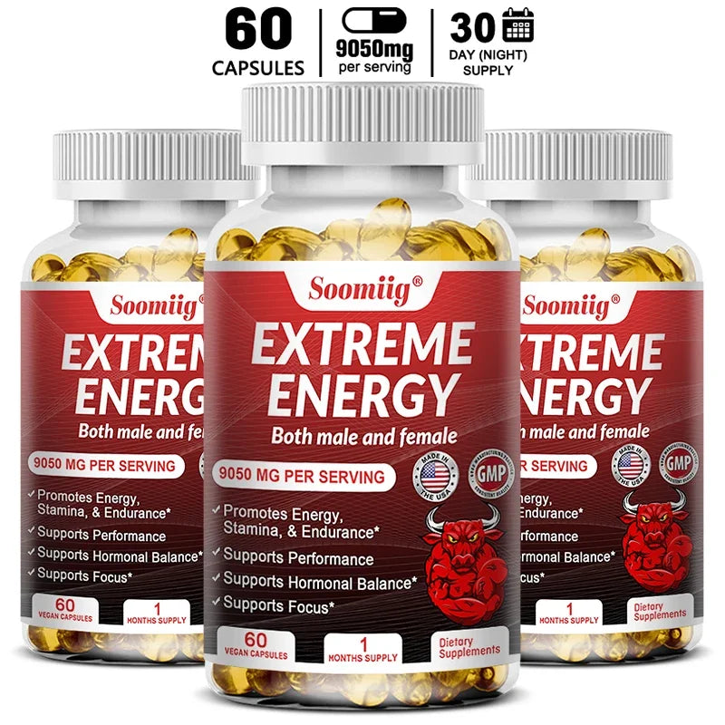 Extreme Energy - Maximum Strength, Reduced Fatigue, Motivation, Focus, Alertness - Natural Energy Supplement for Men & Women