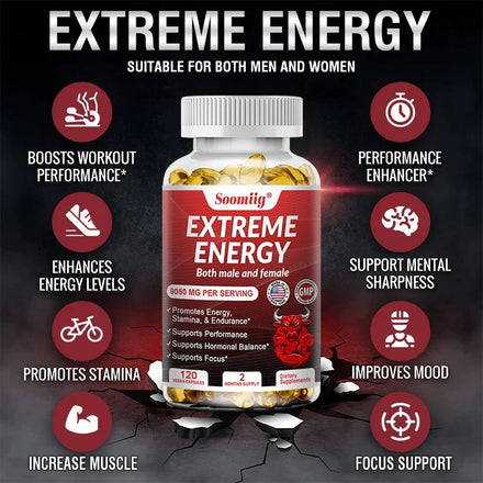 Extreme Energy - Maximum Strength, Reduced Fatigue, Motivation, Focus, Alertness - Natural Energy Supplement for Men & Women