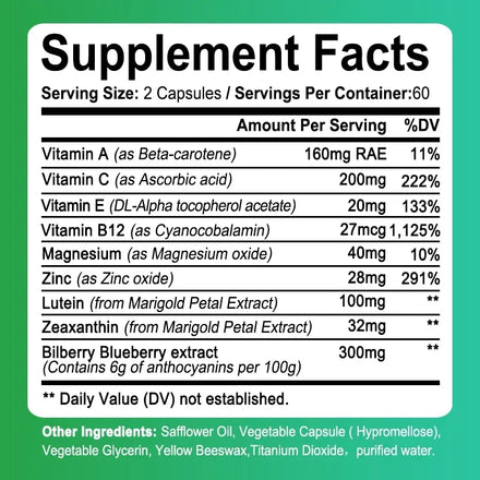 Eye Supplement with Lutein and Vitamins A C E and Zinc To Promote Eye Health and Zeaxanthin To Filter Blue Light