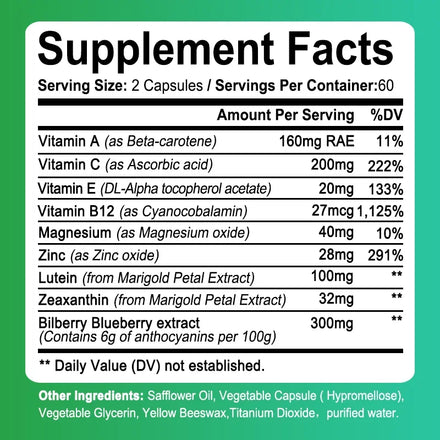 Eye Supplement with Lutein and Vitamins A C E and Zinc To Promote Eye Health and Zeaxanthin To Filter Blue Light