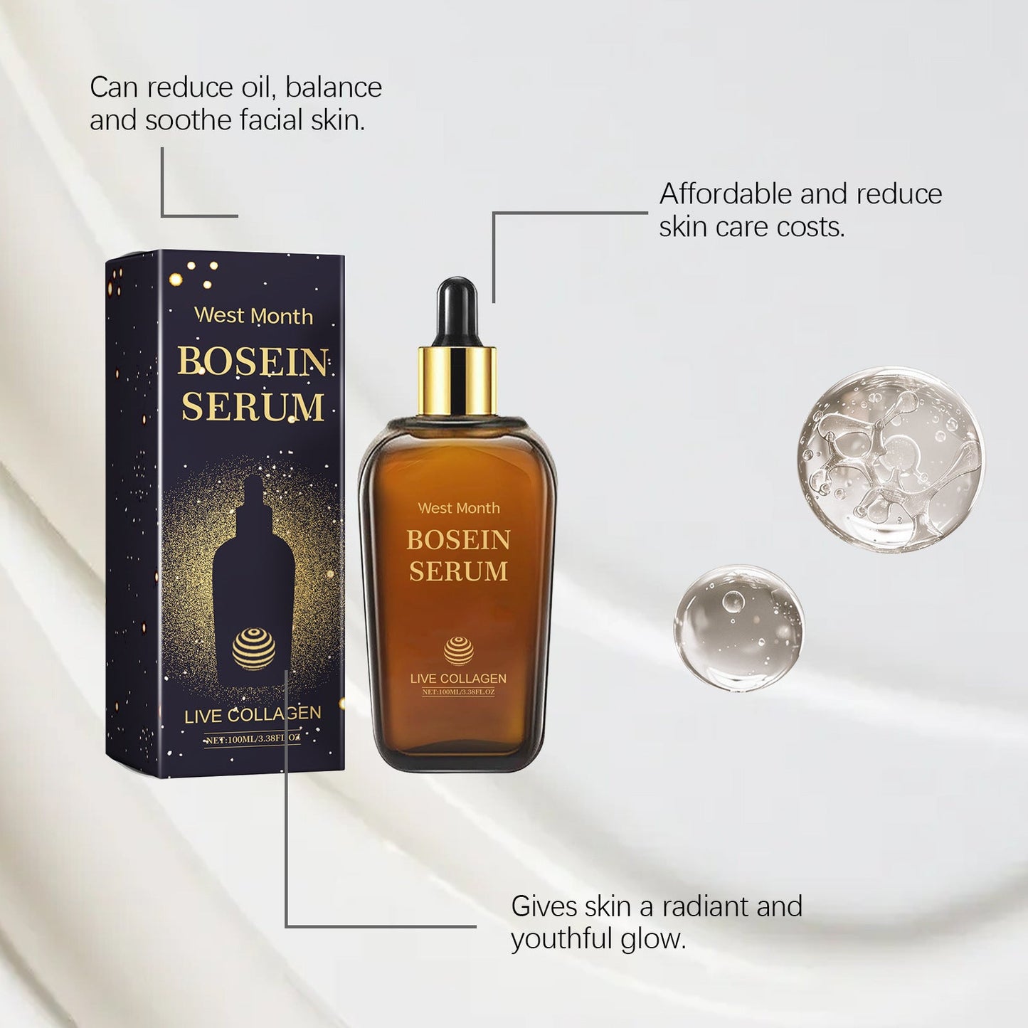 Face Bosein Serum Replenishing Collagen Repairing Increasing Skin Elasticity Brightening Skin Tone Moisturizing Essence Lotion