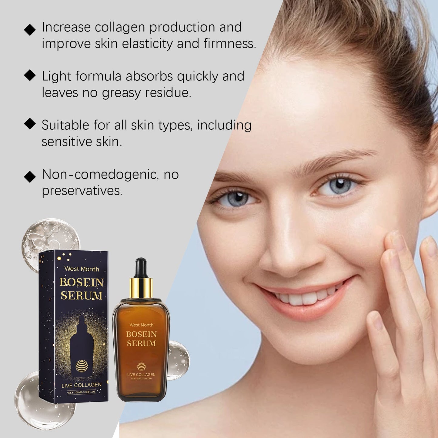 Face Bosein Serum Replenishing Collagen Repairing Increasing Skin Elasticity Brightening Skin Tone Moisturizing Essence Lotion