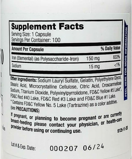 Ferrex 150 Polysaccharide Iron Complex Capsules by Breckenridge - 100 in Pakistan