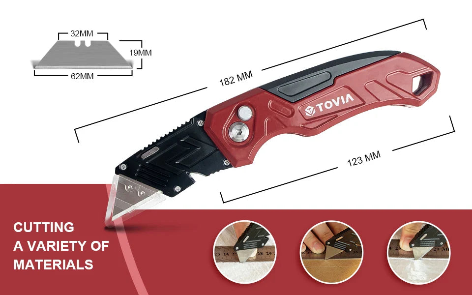 Folding Knife Replaceable Utility Knife for Cable Cartons Carboard Boxes Cutter Handle Knife Blades Outdoor Hand Tool