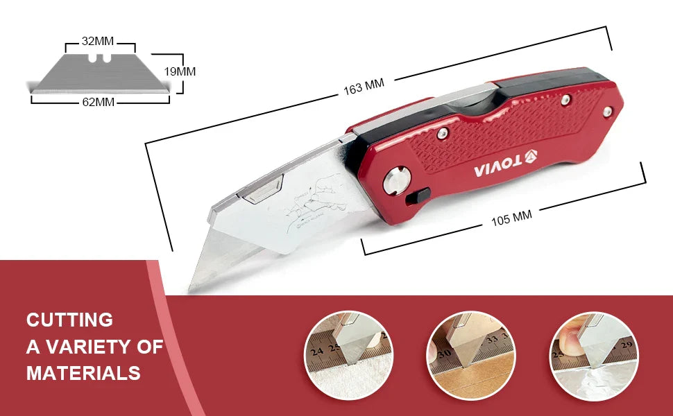 Folding Knife Replaceable Utility Knife for Cable Cartons Carboard Boxes Cutter Handle Knife Blades Outdoor Hand Tool