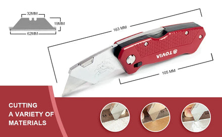 Folding Knife Replaceable Utility Knife for Cable Cartons Carboard Boxes Cutter Handle Knife Blades Outdoor Hand Tool