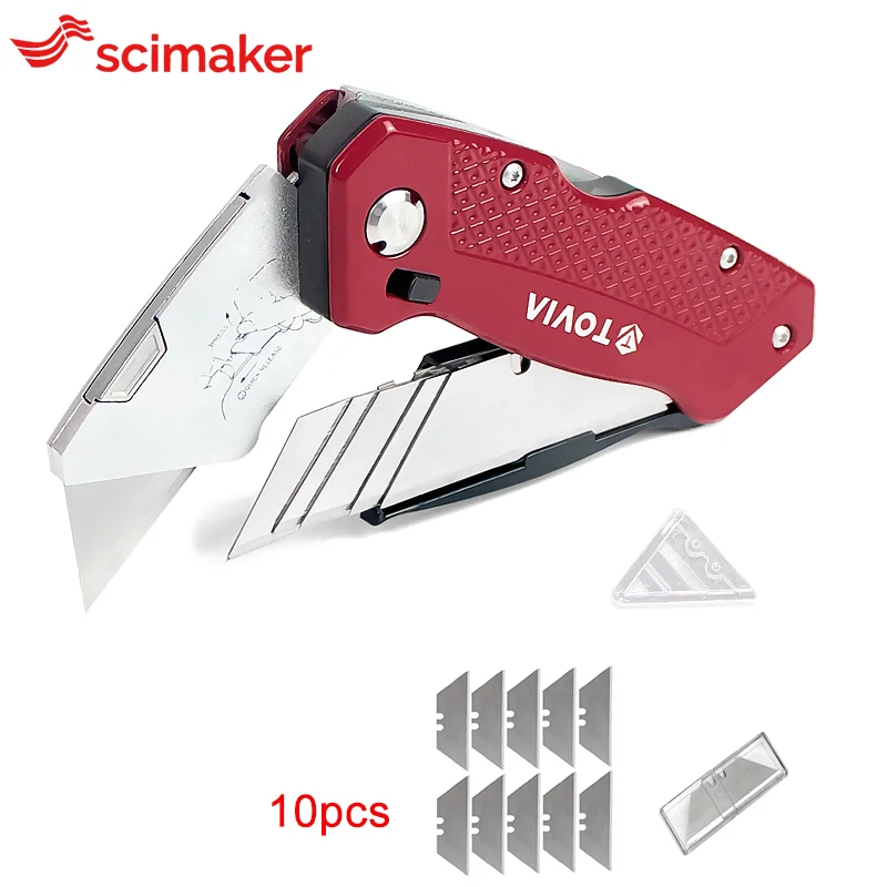 Folding Knife Replaceable Utility Knife for Cable Cartons Carboard Boxes Cutter Handle Knife Blades Outdoor Hand Tool