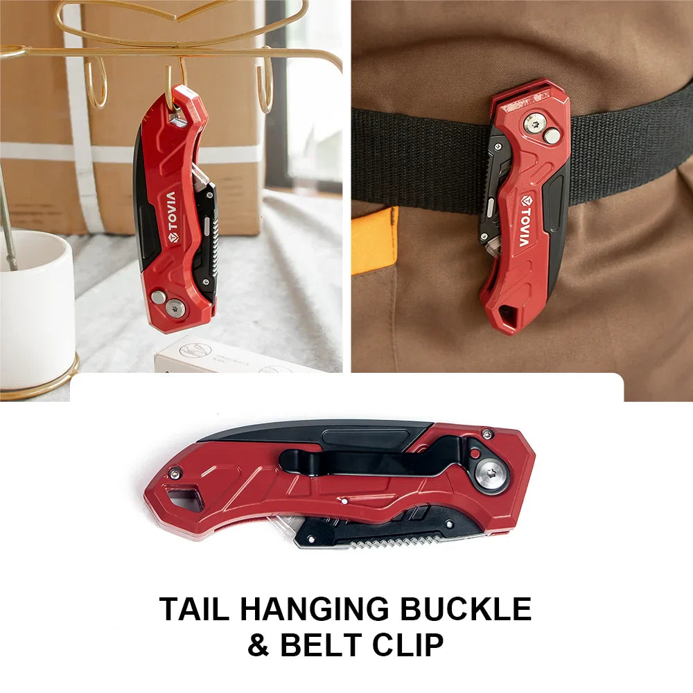 Folding Knife Replaceable Utility Knife for Cable Cartons Carboard Boxes Cutter Handle Knife Blades Outdoor Hand Tool