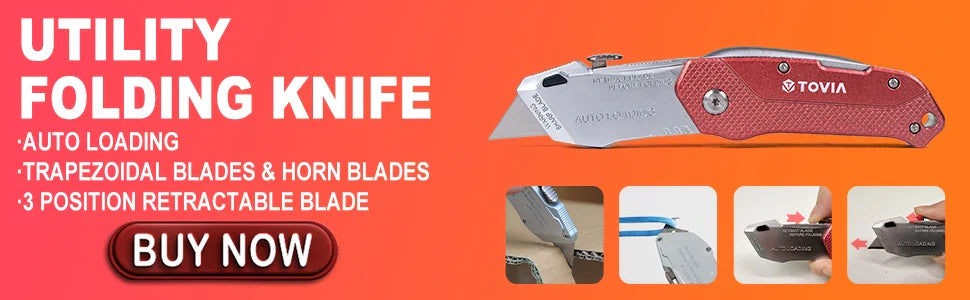 Folding Knife Replaceable Utility Knife for Cable Cartons Carboard Boxes Cutter Handle Knife Blades Outdoor Hand Tool