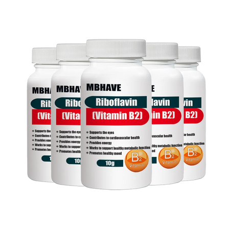 Free Shipping  Riboflavin (Vitamin B2) 10g Supports the eyes Provides energy Works to support healthy metabolic function