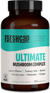 FreshCap Ultimate Mushroom Complex - Lions Mane, Reishi, Cordyceps, Chaga, Turkey Tail, Maitake - Immune Support & Nootropic Brain Supplements for Immunity, Energy, Memory & Focus (120 Capsules) in Pakistan