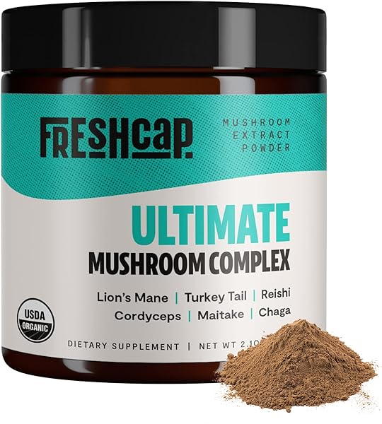 FreshCap Ultimate Mushroom Complex Powder - Lions Mane, Reishi, Cordyceps, Chaga, Turkey Tail, Maitake Supplements - for Immunity, Energy, Memory & Focus - Add to Coffee/Tea/Smoothies (60 Servings) in Pakistan in Pakistan