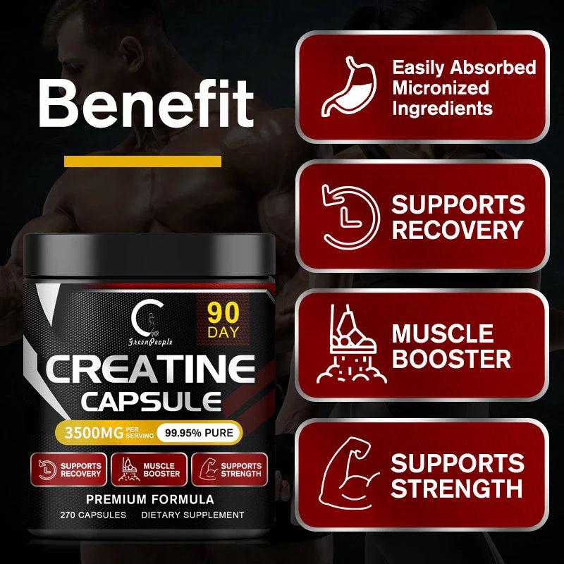 GPGP Greenpeople Creatine Monohydrate Capsule for Body Building Protein Drink Shake Arginine Diet Supplements for Men &Women