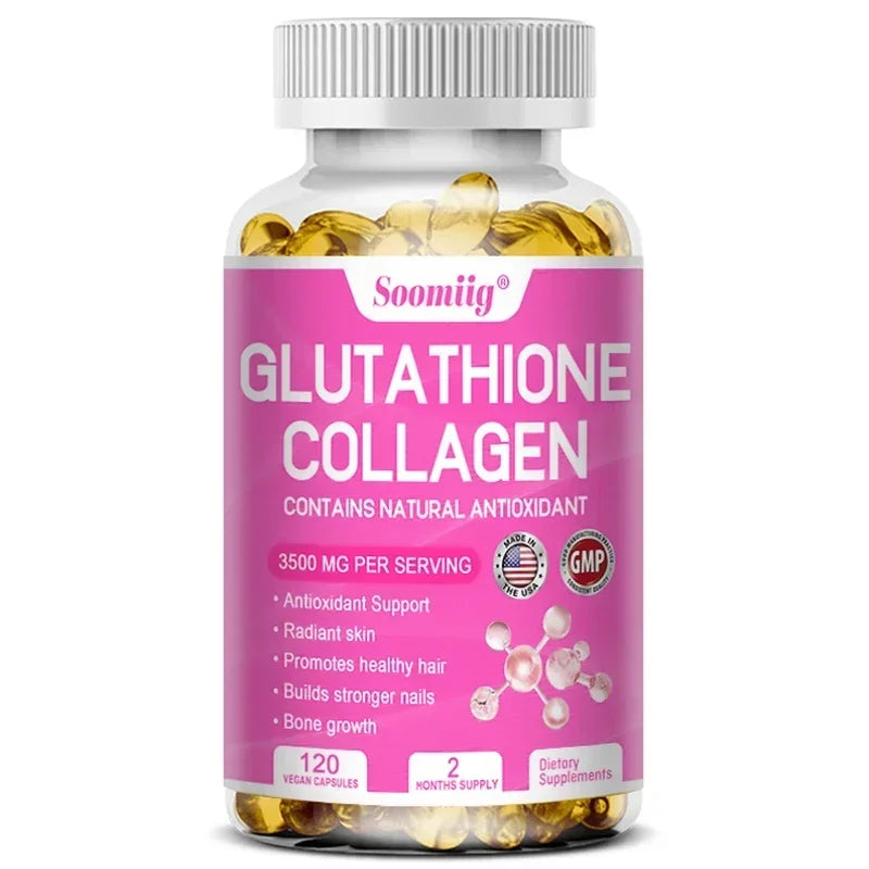 Glutathione Collagen Supplement Capsules Whitening Anti-aging Antioxidant Immune Booster Support Skin Nails Hair Bones
