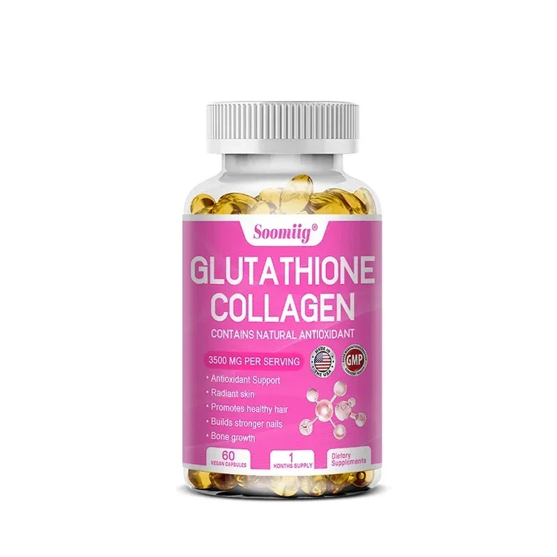 Glutathione Collagen Supplement Capsules Whitening Anti-aging Antioxidant Immune Booster Support Skin Nails Hair Bones