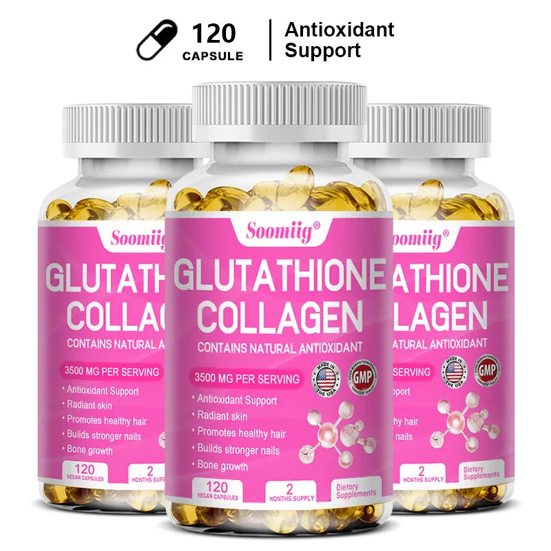 Glutathione Collagen Supplement Capsules Whitening Anti-aging Antioxidant Immune Booster Support Skin Nails Hair Bones