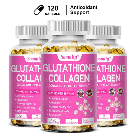 Glutathione Collagen Supplement Capsules Whitening Anti-aging Antioxidant Immune Booster Support Skin Nails Hair Bones