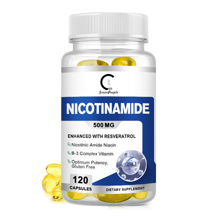 Greenpeople Nicotinamide Capsules Vitamin B3 Diet Supplement Boost Skin Beauty Whitening Repair Anti-aging Cardiovascular Health