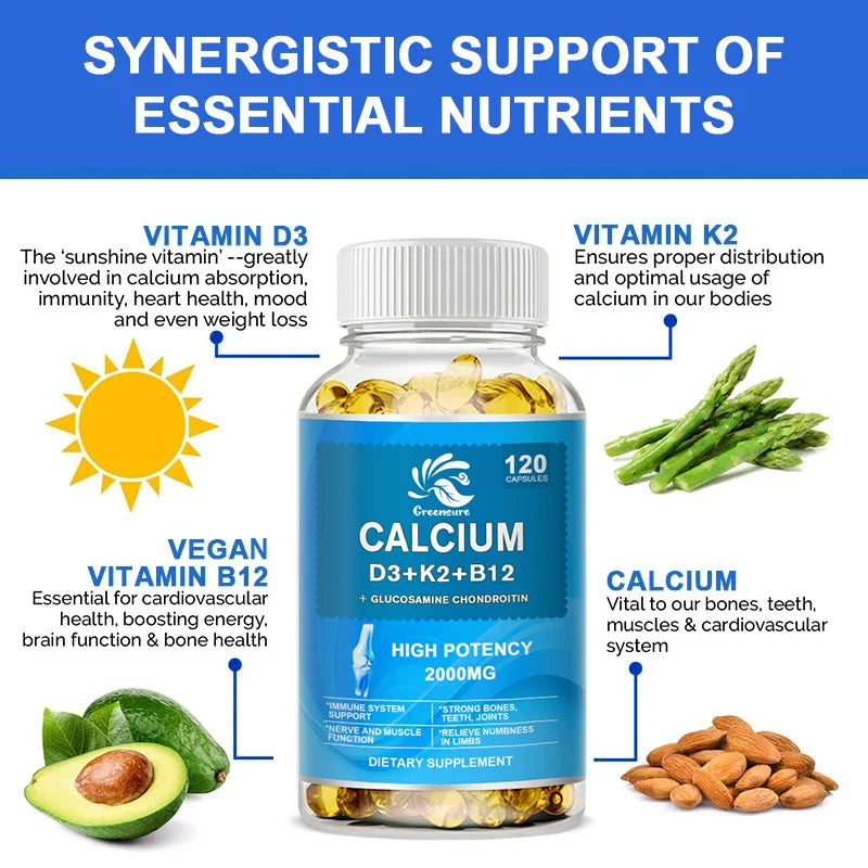 Greensure Vitamin D3+K2+B12 Capsules High Potency Food -Based Immune Support, Bone Health & Mood Balance Supplement