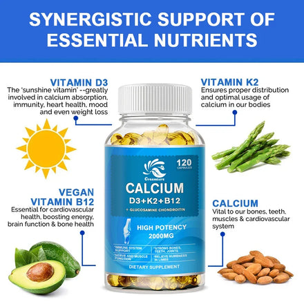 Greensure Vitamin D3+K2+B12 Capsules High Potency Food -Based Immune Support, Bone Health & Mood Balance Supplement