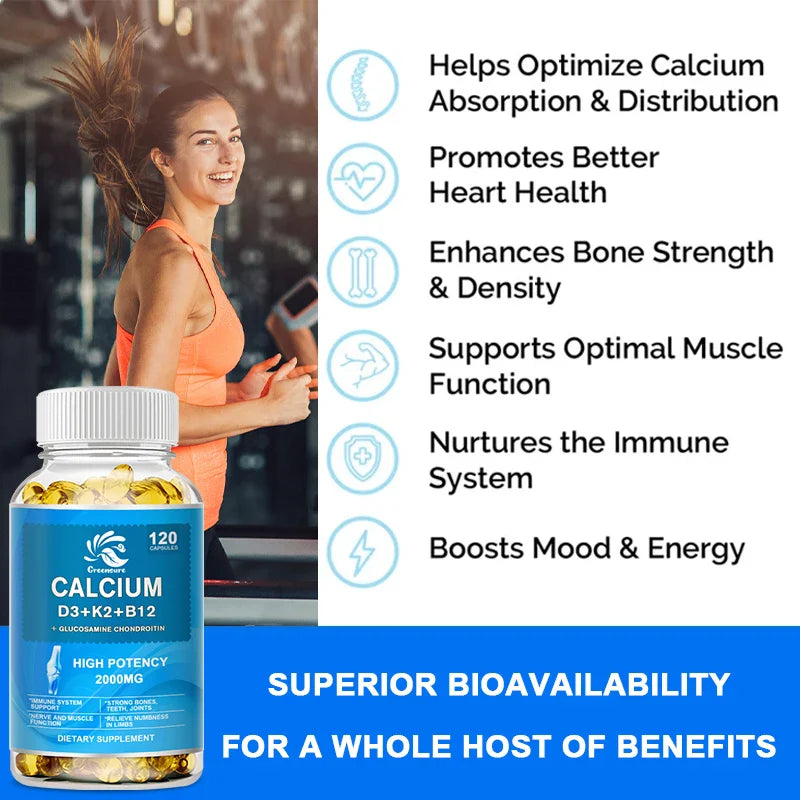 Greensure Vitamin D3+K2+B12 Capsules High Potency Food -Based Immune Support, Bone Health & Mood Balance Supplement