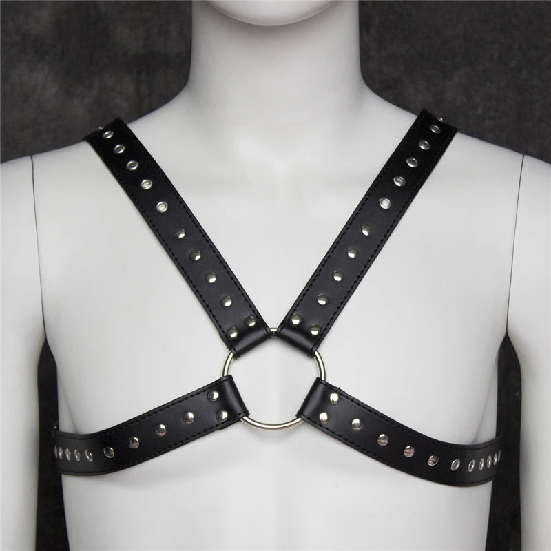 Fetish Men Leather Gay Sexy Leather Suspenders Harness BDSM Gay Sex Harness Belts Sexual Body Bondage Straps Punk Rave Cotumes