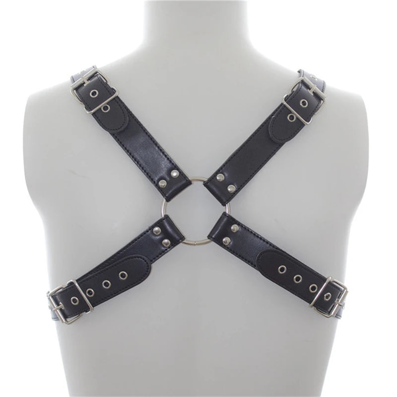 Fetish Men Leather Gay Sexy Leather Suspenders Harness BDSM Gay Sex Harness Belts Sexual Body Bondage Straps Punk Rave Cotumes