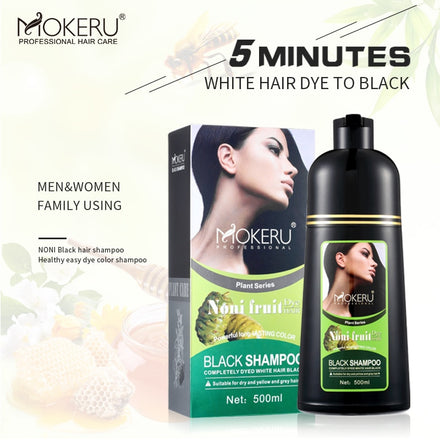 Mokeru Organic Natural Fast Hair Dye Only 5 Minutes Noni Plant Essence Black Hair Color Dye Shampoo For Cover Gray White Hair