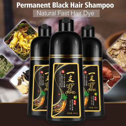 500ml Black Hair Color Dye Hair Shampoo Cream Organic Permanent Covers White Gray Shiny Natural Ginger Essence For Women Men
