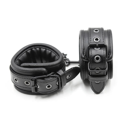 Black Leather Bdsm Bondage Set 3pcs Restraints Collars Ankle Cuff Handcuffs For Sex Bondage Set Sex Toys For Women Adults