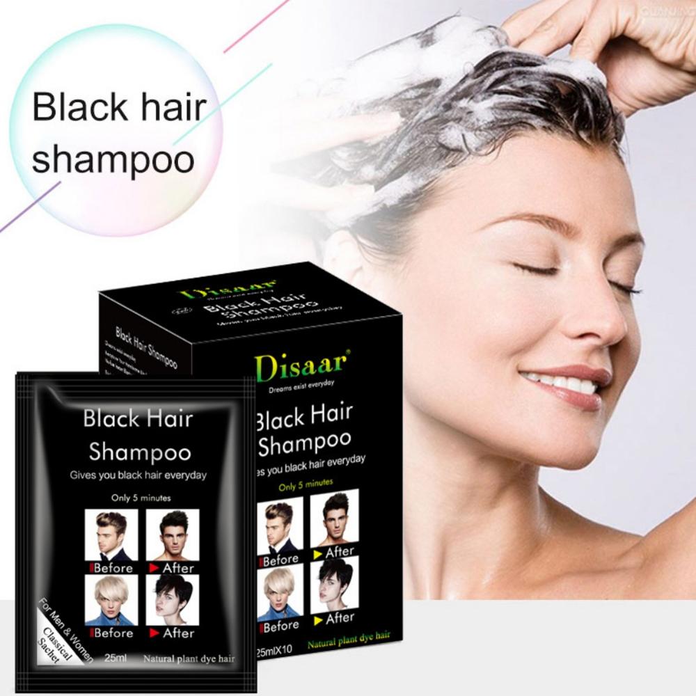 25ml X 10Pcs Dexe Fast Black Hair Shampoo Only 5 Minutes White Become Coloring Brighten Smooth Grey Removal Beauty Health Safe