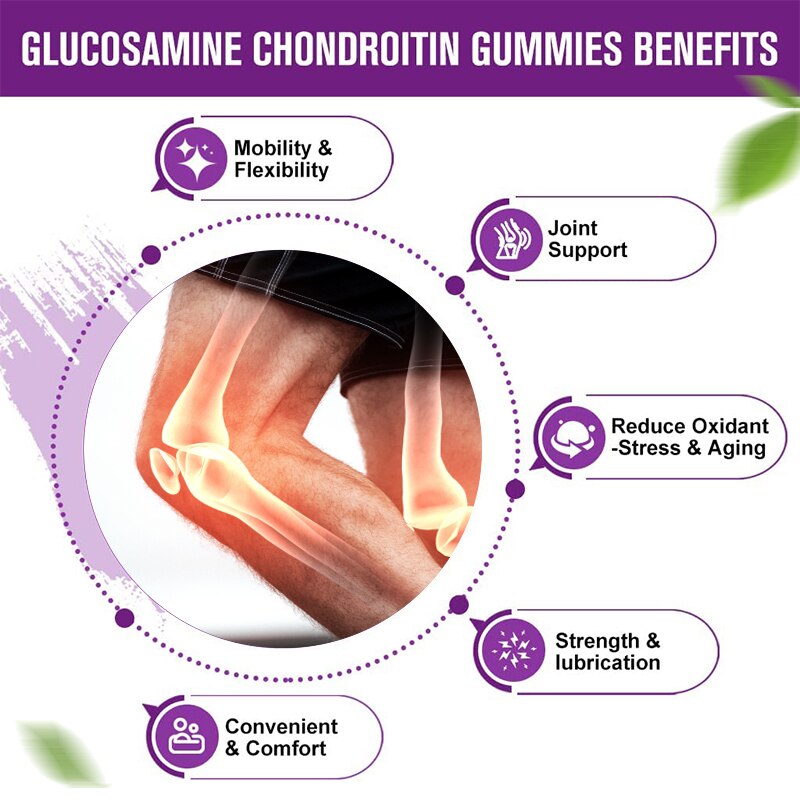 HOT Glucosamine Chondroitin Gummies with MSM & Elderberry Joint & Best Cartilage & Immune Support Supplement For Men & Women