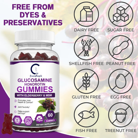 HOT Glucosamine Chondroitin Gummies with MSM & Elderberry Joint & Best Cartilage & Immune Support Supplement For Men & Women