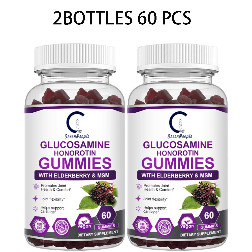 HOT Glucosamine Chondroitin Gummies with MSM & Elderberry Joint & Best Cartilage & Immune Support Supplement For Men & Women
