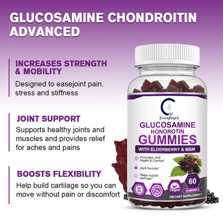 HOT Glucosamine Chondroitin Gummies with MSM & Elderberry Joint & Best Cartilage & Immune Support Supplement For Men & Women