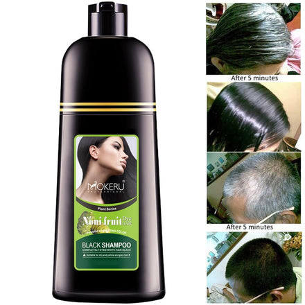 Mokeru Organic Natural Fast Hair Dye Only 5 Minutes Noni Plant Essence Black Hair Color Dye Shampoo For Cover Gray White Hair